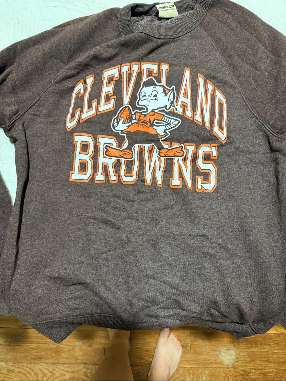 HOMAGE Brown Cleveland Browns Kids Graphic Sweatshirt with Orange Accents